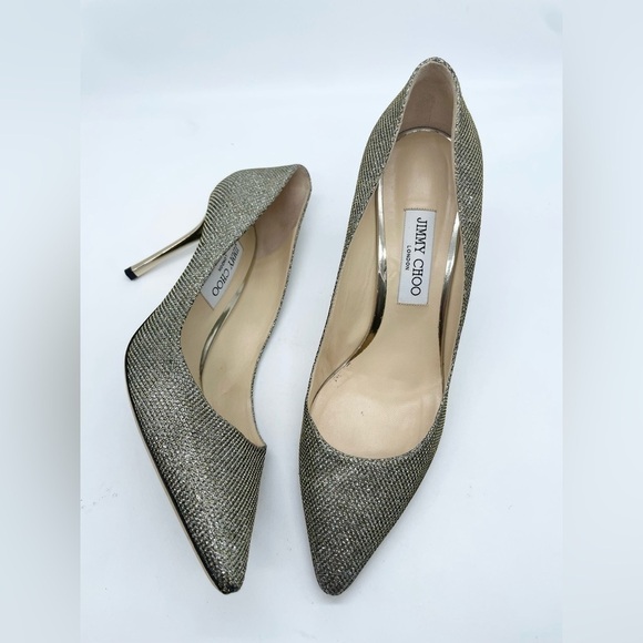 Jimmy Choo Gold Glitter Romy 100mm pumps EU41 - Picture 1 of 11